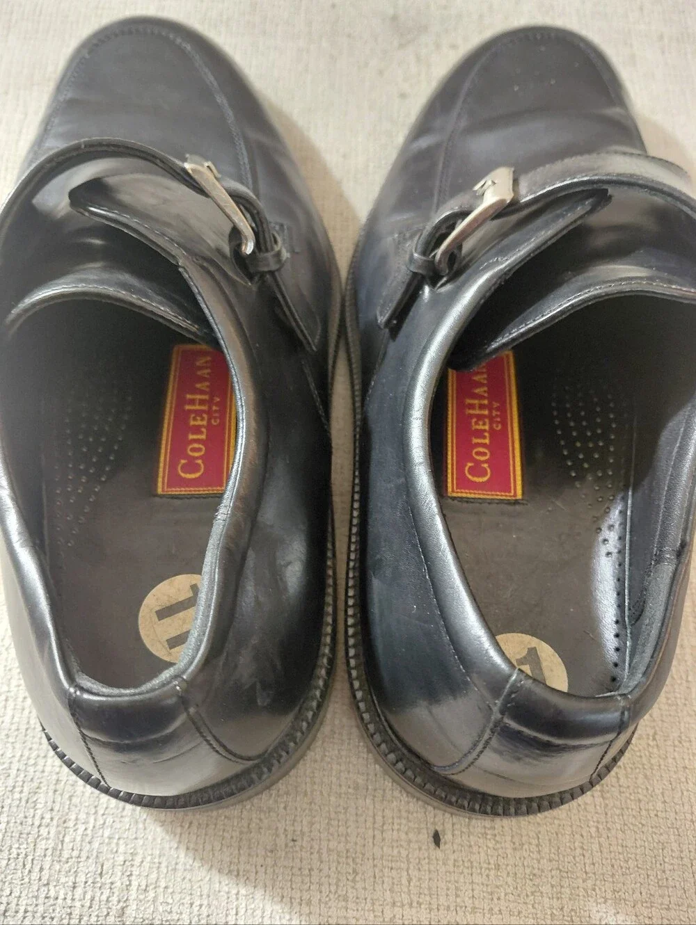 Cole Haan Black Leather Single Monk Strap Loafers Size 11 Casual or Dress Shoe